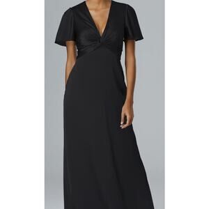 FORMAL PARTY AW SZ 10 L black stain Scarlet twist front gala maxi dress NEW B126